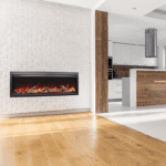 Amantii Symmetry 60" Basic clean-face electric built-in with glass, black steel surround Electric Fireplace - Image 4