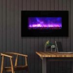 Amantii 34" Flush Mount Electric Fireplace with Black Glass Surround and Log Set - Image 3