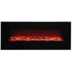 Amantii 50" Flush Mount Electric Fireplace with Black Glass Surround and Log Set