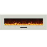 Amantii 60" Flush Mount Electric Fireplace with Black Glass Surround and Log Set - Image 2