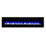 Amantii 88" Flush Mount Electric Fireplace with Black Glass Surround and Log Set - Image 3