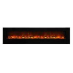 Amantii 88" Flush Mount Electric Fireplace with Black Glass Surround and Log Set