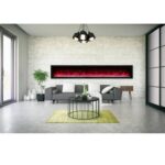 Amantii SYM-74 BESPOKE Electric Fireplace – 74″ Clean Face Electric Built-in with log and glass, black steel surround - Image 3
